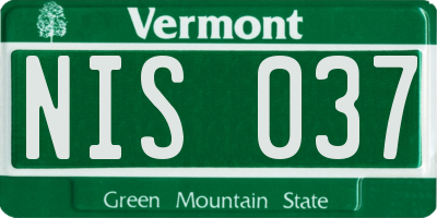 VT license plate NIS037