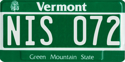 VT license plate NIS072