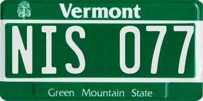 VT license plate NIS077