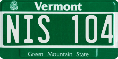 VT license plate NIS104