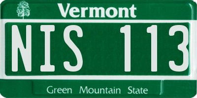 VT license plate NIS113
