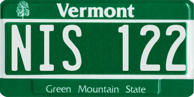 VT license plate NIS122