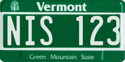 VT license plate NIS123