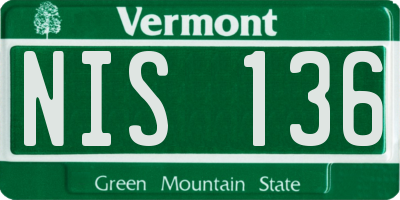 VT license plate NIS136
