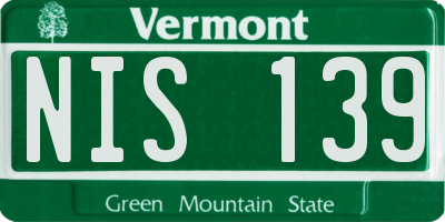 VT license plate NIS139