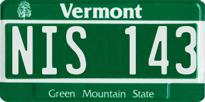 VT license plate NIS143