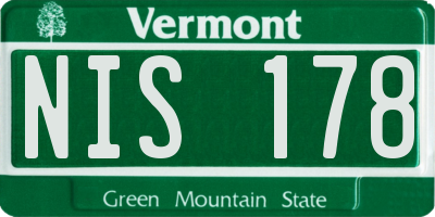 VT license plate NIS178
