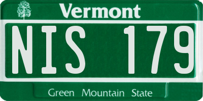 VT license plate NIS179