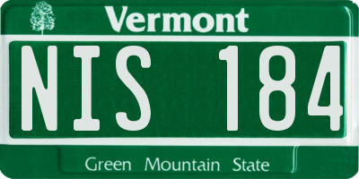 VT license plate NIS184