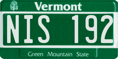 VT license plate NIS192