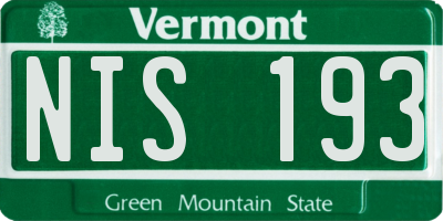 VT license plate NIS193