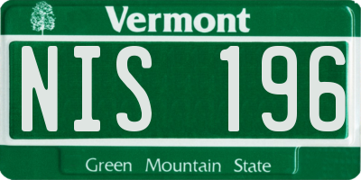 VT license plate NIS196