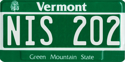 VT license plate NIS202