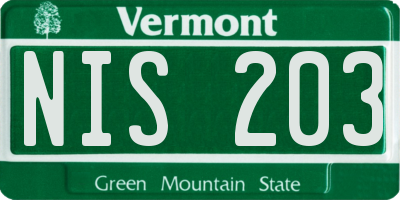 VT license plate NIS203