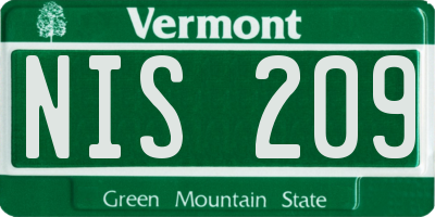 VT license plate NIS209