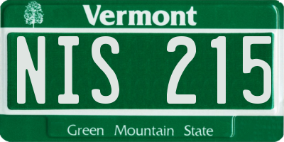 VT license plate NIS215