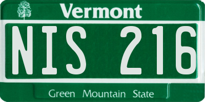 VT license plate NIS216