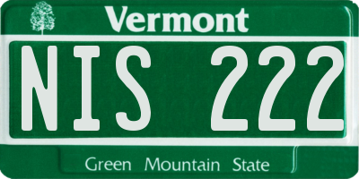VT license plate NIS222