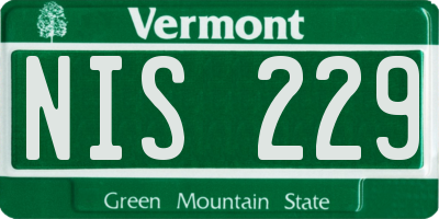 VT license plate NIS229