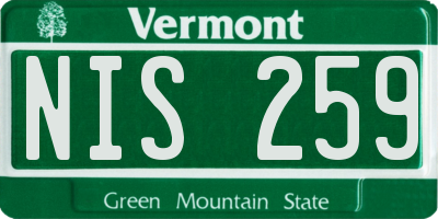 VT license plate NIS259