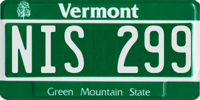 VT license plate NIS299