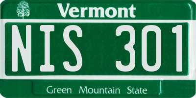 VT license plate NIS301