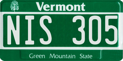 VT license plate NIS305