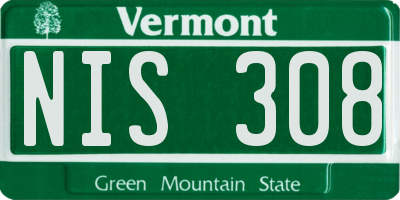 VT license plate NIS308