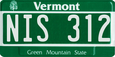 VT license plate NIS312
