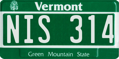 VT license plate NIS314