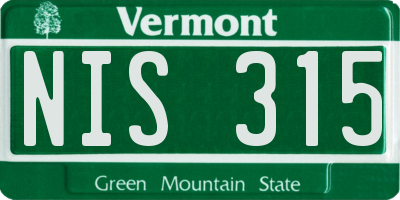 VT license plate NIS315