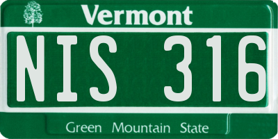 VT license plate NIS316