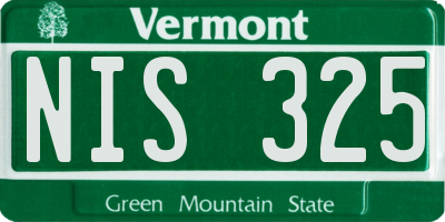 VT license plate NIS325
