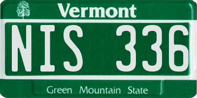 VT license plate NIS336
