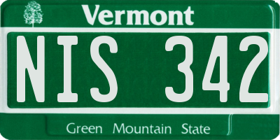 VT license plate NIS342