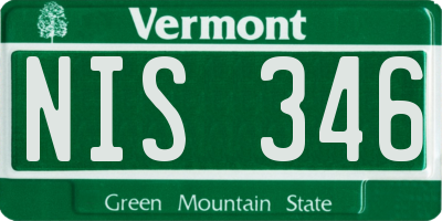 VT license plate NIS346