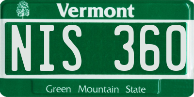 VT license plate NIS360