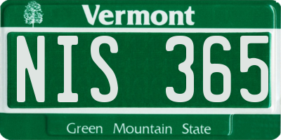 VT license plate NIS365