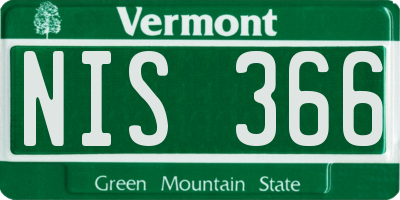 VT license plate NIS366