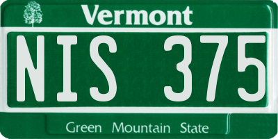 VT license plate NIS375