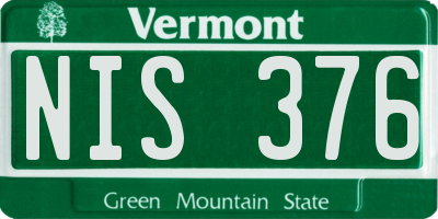 VT license plate NIS376
