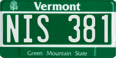 VT license plate NIS381