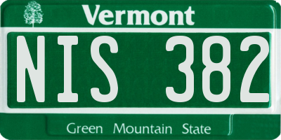 VT license plate NIS382
