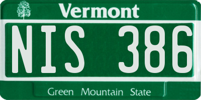 VT license plate NIS386