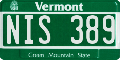 VT license plate NIS389