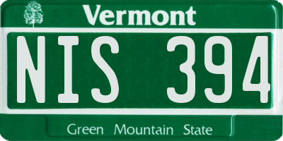 VT license plate NIS394