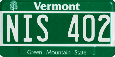 VT license plate NIS402