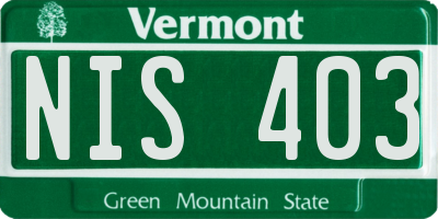 VT license plate NIS403