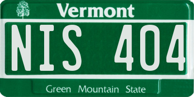 VT license plate NIS404