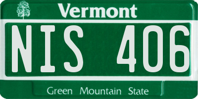 VT license plate NIS406